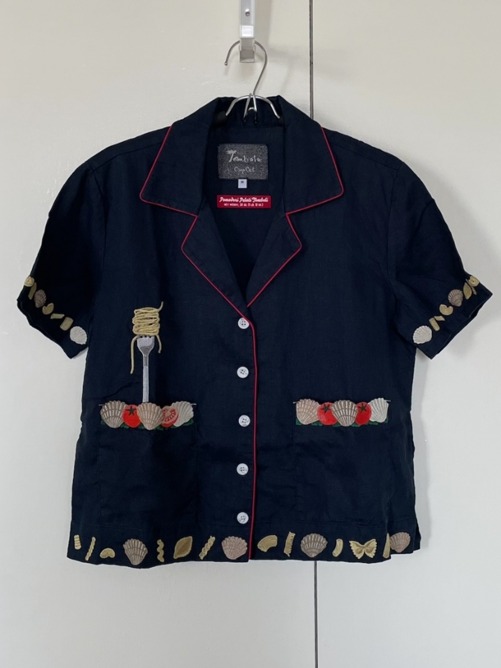 Tombolo 'Vongole!' Cabana ~ Crop Cut (Navy) Linen Shirt